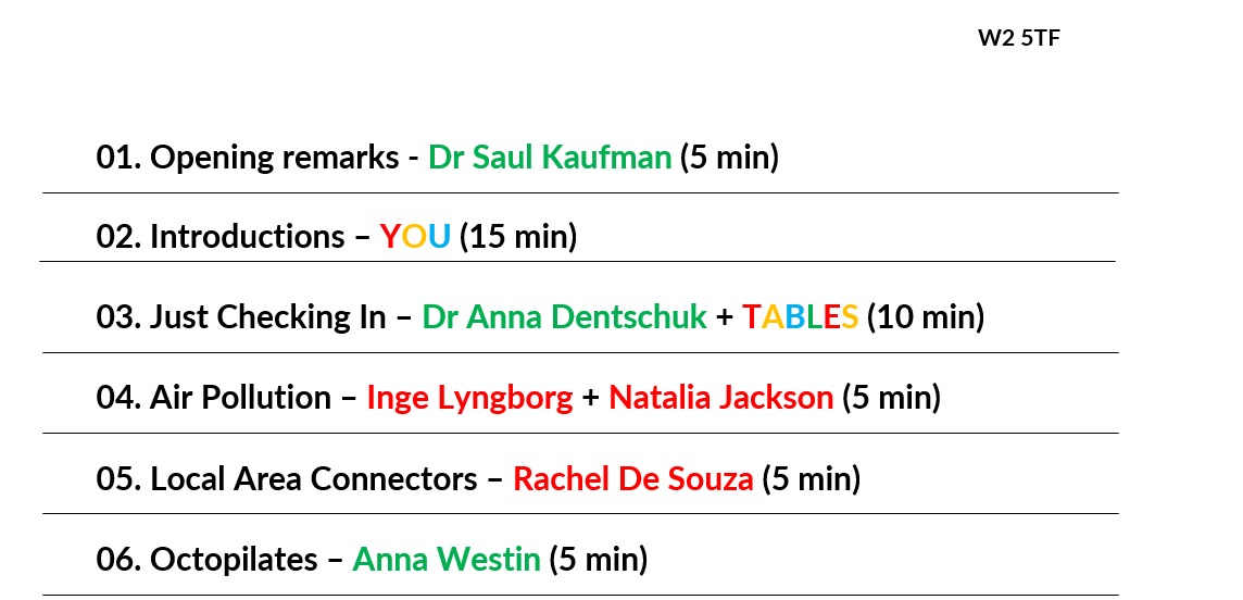 Screenshot of Octopus 5 agenda