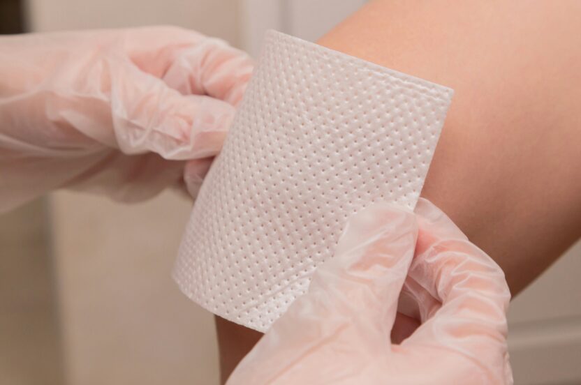 Bandage on leg